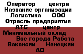 Оператор Call-центра › Название организации ­ Логистика365, ООО › Отрасль предприятия ­ АТС, call-центр › Минимальный оклад ­ 15 000 - Все города Работа » Вакансии   . Ненецкий АО